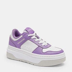 New💜Coach Platform Sneaker White/purple